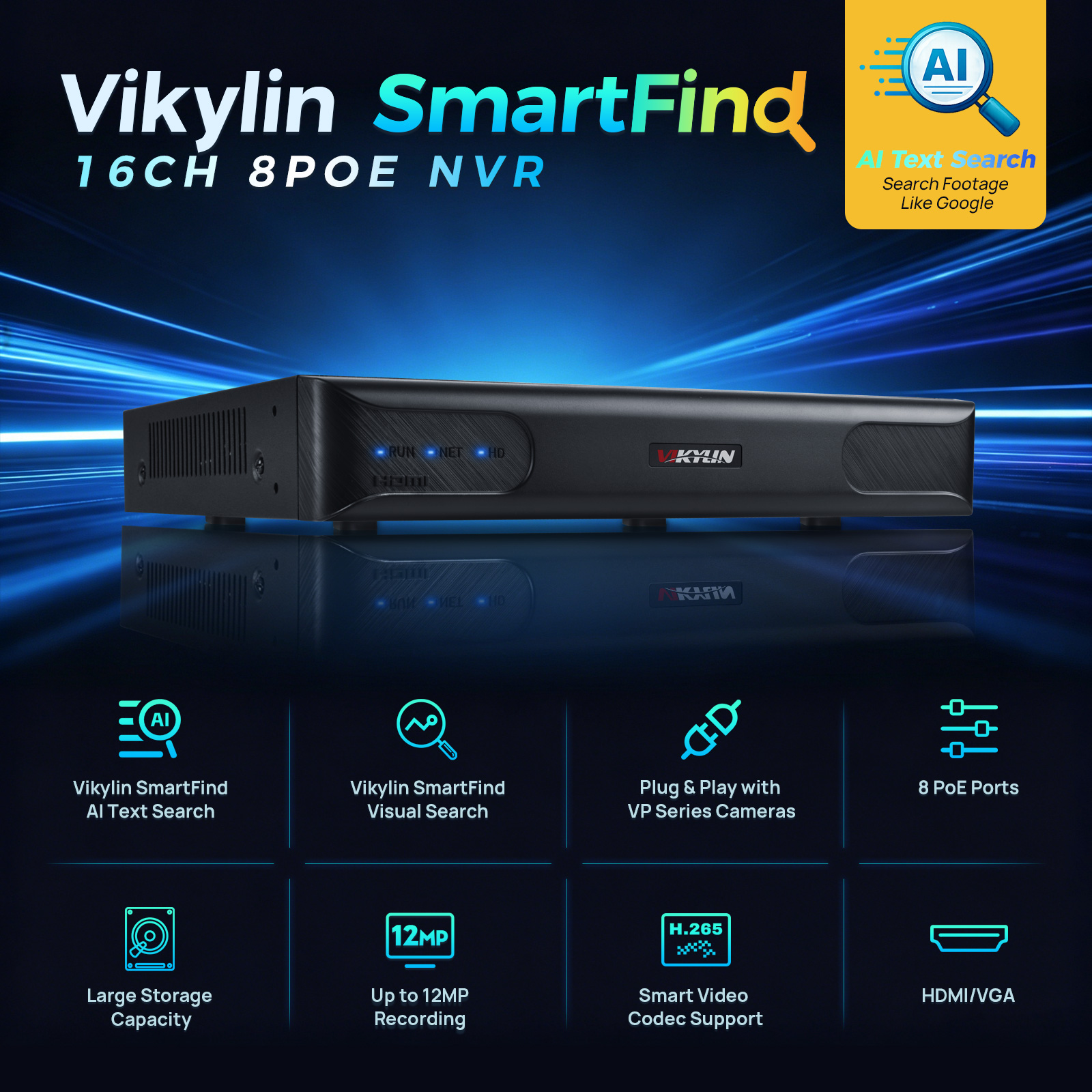 Smart Home Environment Monitoring System - Vikylin 4K NVR 16CH 8POE Home