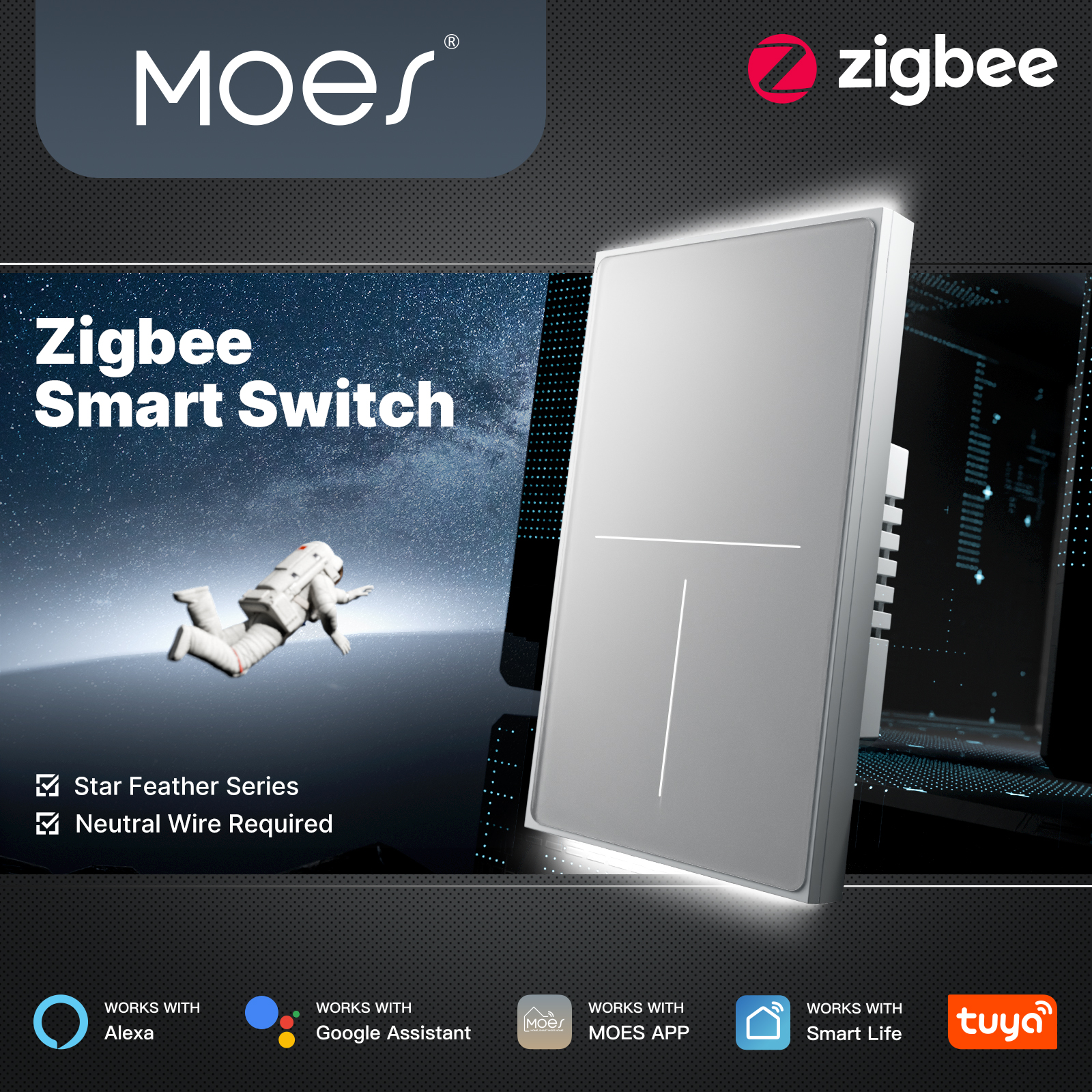 Smart Home Sistem - MOES Tuya ZigBee Star Feather Switch