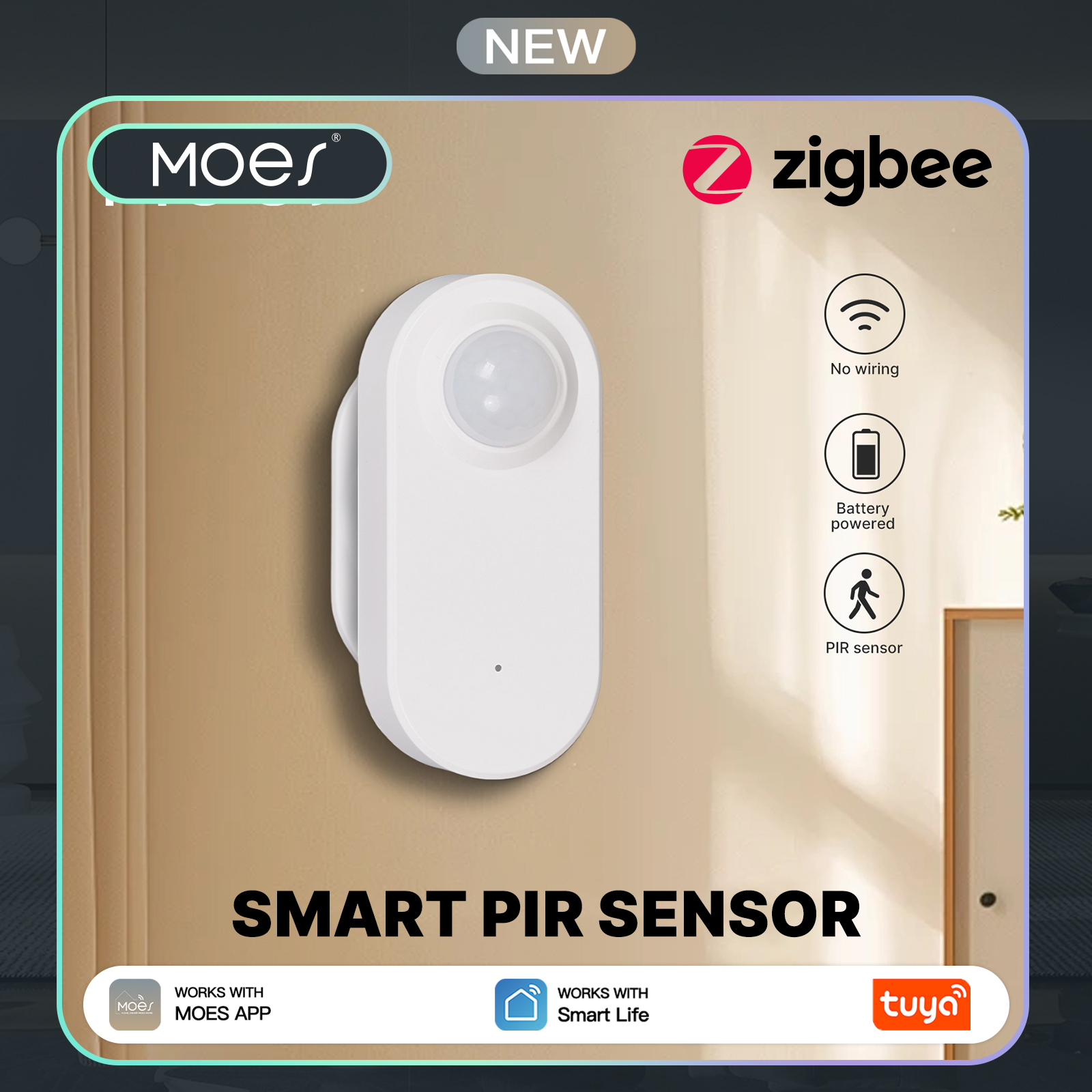 Smart Home Wiser - MOES Zigbee Motion Sensor,Wireless Battery Powered