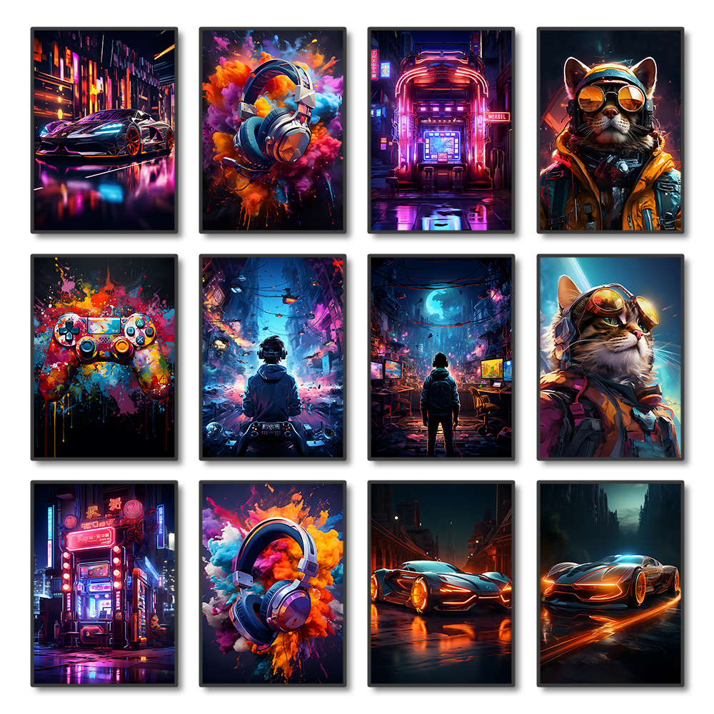 Smart Home Poster - 80s 90s Colorful Neon Cyberpunk Wall
