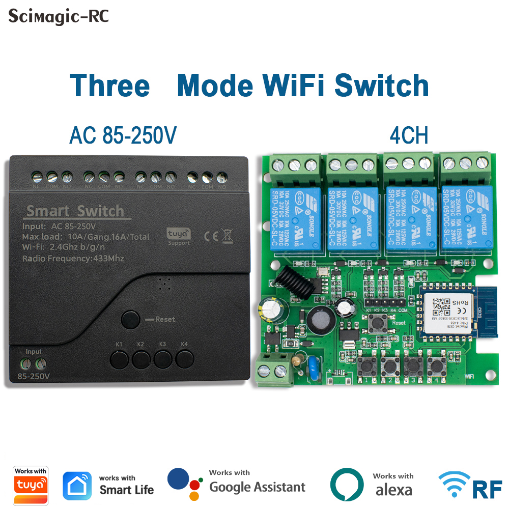 Smart Home Utilities - Black Style Tuya 4CH Wifi Smart
