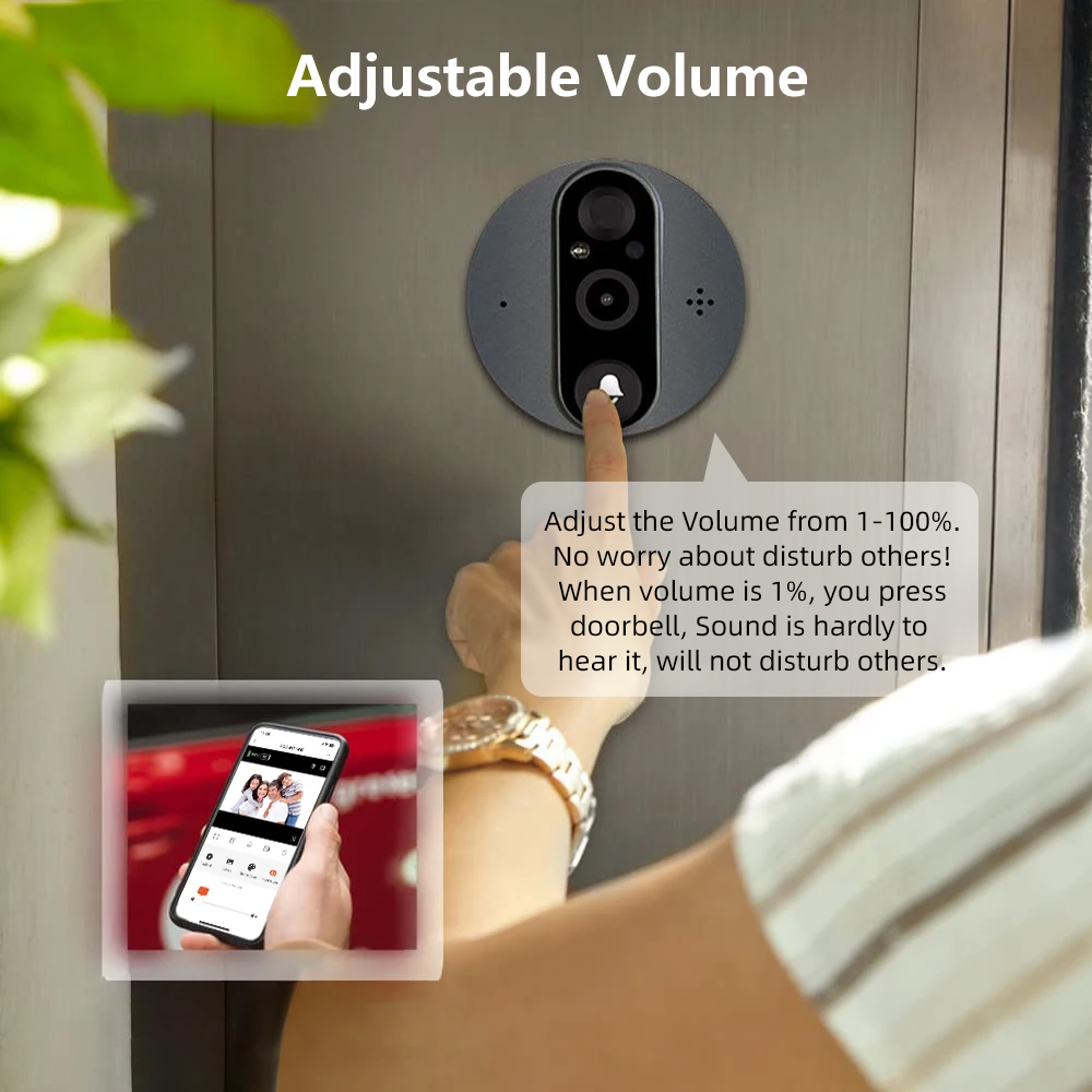 3MP WiFi Smart Tuya Peephole 5 - огляд і ціна Smart Home Video Doorbell Enhanced Security With Smart Doorbell