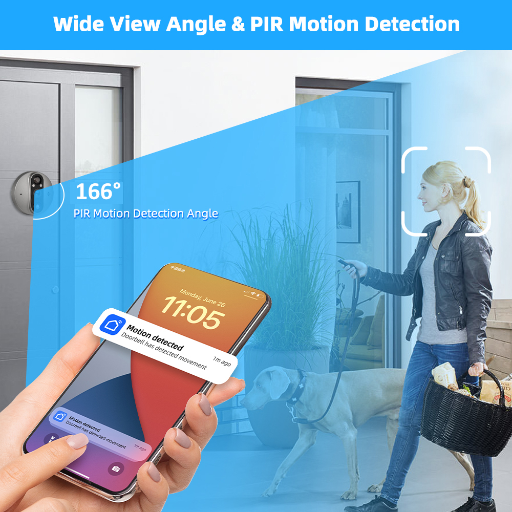 3MP WiFi Smart Tuya Peephole 5 - огляд і ціна Smart Home Video Doorbell Enhanced Security With Smart Doorbell