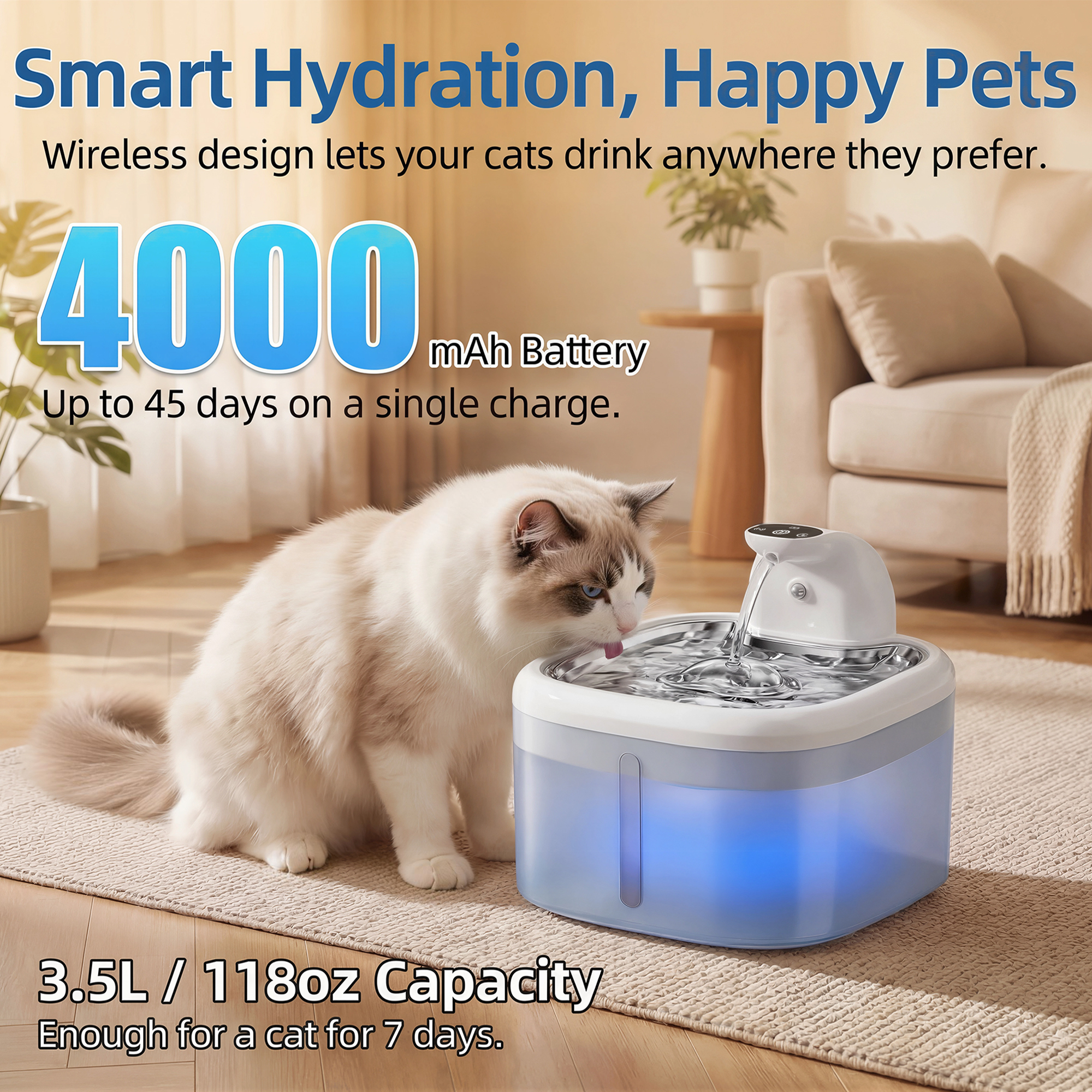 3.5L Wireless Cat Water Founta - огляд і ціна Home Smart Kettle