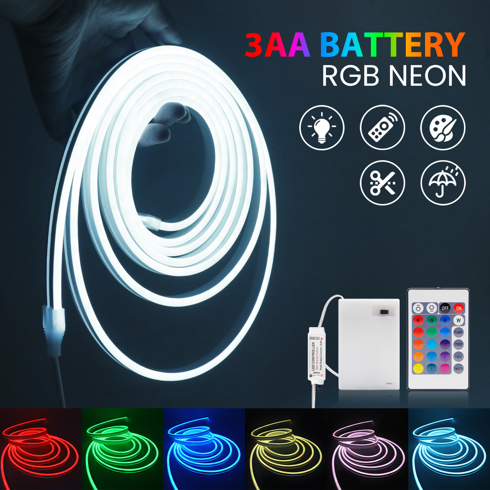 3AA Battery Box RGB Neon LED S - огляд і ціна Smart Home Poster