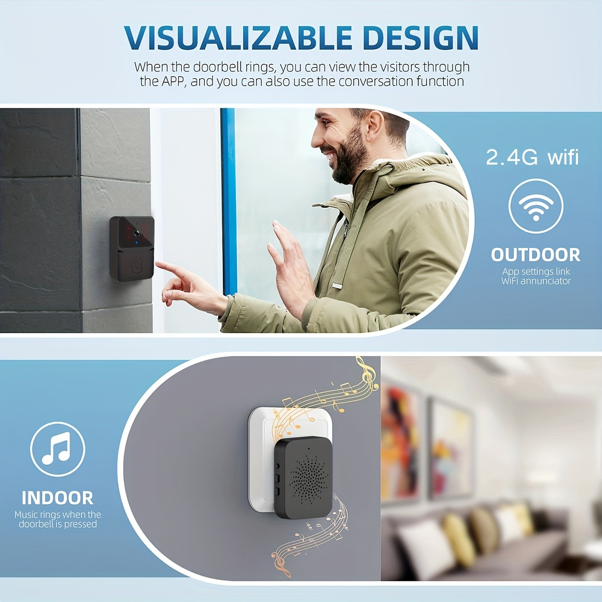 tuya Wireless smart video door - огляд і ціна Smart Home Video Doorbell Enhanced Security With Smart Doorbell